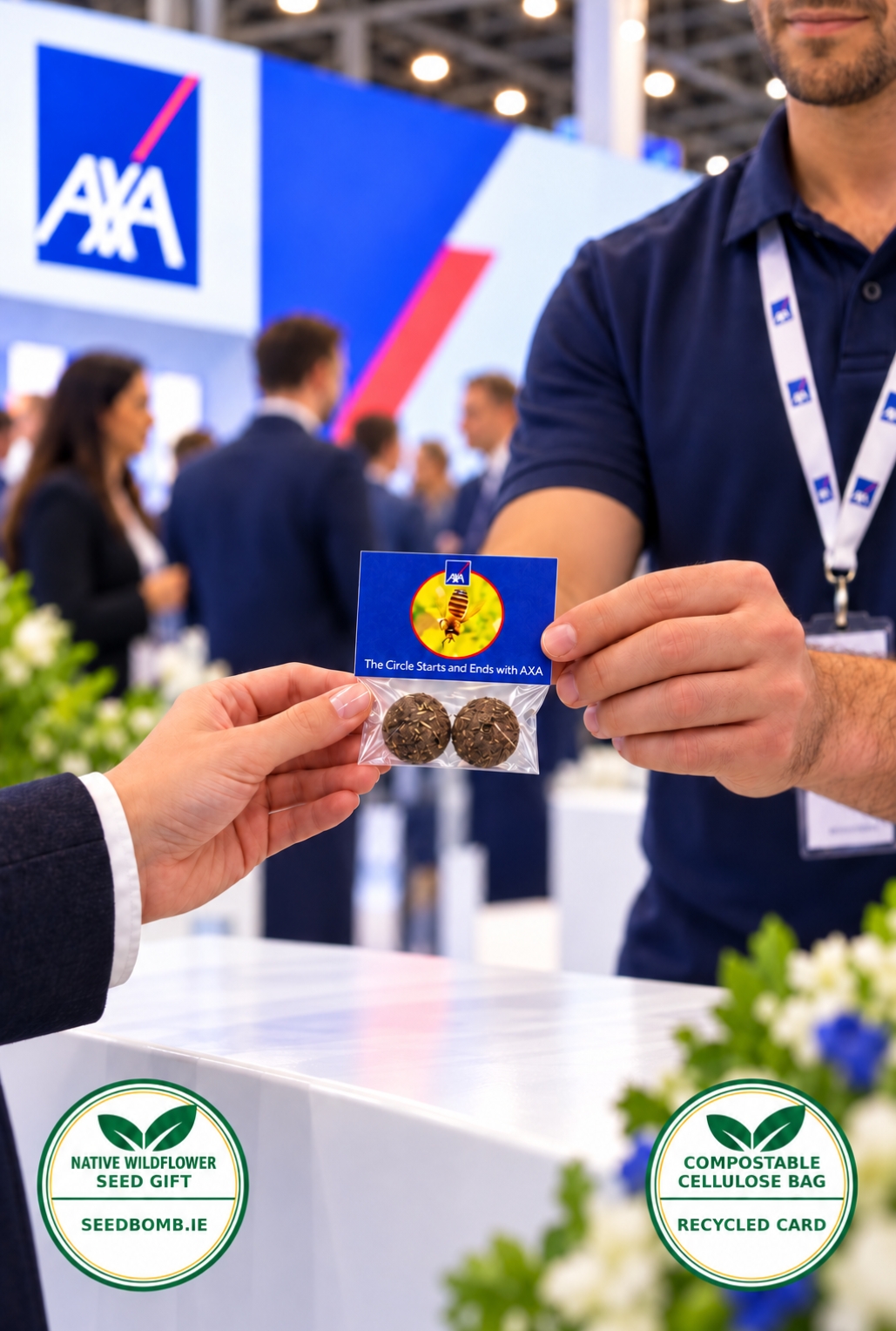 AXA branded Seed Bomb Eco 2-Pack with customised campaign card